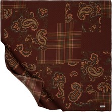Violla Ipekevi Twill Ipek Eşarp - Patchwork Desenli - Koyu Bordo