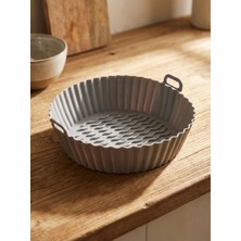 Cook&Kitchen Silikon Fritöz Sepeti Gri 21 cm Dalga Desen