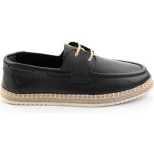 Bambi Siyah Hakiki Deri Erkek Espadril E01698689140