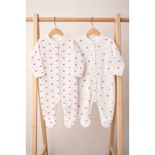 Pamuklu Kız Bebek Çiçek Desenli 2li Tulum Takımı 0-3-6 Ay