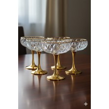 Elista Diamond Metal  Ayaklı Sunumluk 6 Lı Gold