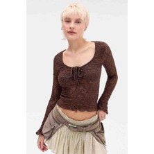 Maxlevel Moda Göğüs Kısmı Astarlı Transparan Dantel Bluz