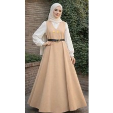 Madame Melek Kadın Tesettür Gömlekli Ikili Takım Uzun Elbise ve Gömlek Kombin