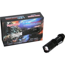 Cekar Store Gold Orıon KM-106 Zoomlu El Feneri Fişli Pil Şarj Cihazlı Siyah Metal Kasa 12.5cm 3000 Lumen (5324)
