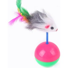 Cekar Store Kedi Oyun Topu Tüylü Fareli Hacı Yatmaz Eğitici Yavru Kedi Fare Kovalama Oyuncağı (5324)