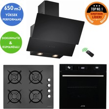 Eminçelik ve Afm Tech Markalı/ Ondo Siyah Cam Turbo Ankastre Set ( FM7700+12 225 +Ch 1454 Rc B60)