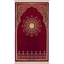 Bursa İpek Bordo Mandala Desen Kabartmalı Özel Dokuma Seccade