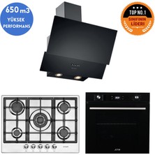 Eminçelik ve Afm Tech Marka/rc Inox Siyah Turbolu Ankastre Set (22 380 Wok +FM7700 +Ch 1454 Pb B60)