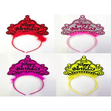 Cekar Store Happy Birthday Yazılı Neon Renk Taç 12 Adet (5324)