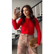 Elisin Kırmızı Premium Triko Hırka