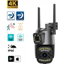 Miaxtreme 2+2 Mp Hd 4K Ip Kamera Wifi Özellikli Hareket Takipli Gece Sensörlü Güvenlik Kamerası Blm-50