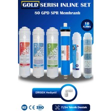 Watermelon GOLD Serisi Kapalı Kasa Su Arıtma Uyumlu 10 Aşama 80 GPD Süper Sarım Membranlı Filtre Bakım Seti