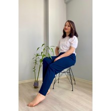 Bera Tekstil Uni Kadın Penye Pijama Lacivert Düz Renk Yumuşak Dokulu Konfor