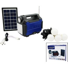 Cekar Store 3ın1 - Solar 2in1 Sabit El Feneri - Radyo - Mp3 Bluetooth - Usb/ Tf Port - 4 Parça  Ampul Kablolu - Powerbank (5324)