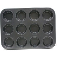 Cekar Store 12 Gözlü Metal - Siyah Düz Muffın Kalıp (5324)