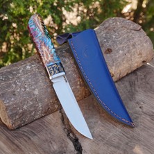 Köse Mehmet Koleksiyonluk ve Hediyelik Bıçak - N690 Çelik - Türk Yazılı - Epoksi Kozalak Karışımı Sap