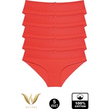 wcreas Dantelli Pamuklu Kadın Bato Külot, 5'li Paket Pamuklu Yumuşak Kumaş Kadın Külot