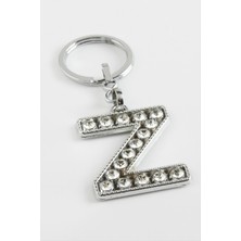 Renklime Gümüş Renkli Taşlı Harf Anahtarlık