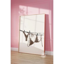 Ninastore Leopar Desenli Bikini Baskısı/ Çamaşır Ipinde Çita Desenli Bikini Duvar Sanatı/ Üniversite Dairesi D