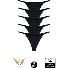 wcreas Kadın Ipli Tanga, Pamuklu Yumuşak Kumaş G-String Tanga 5'li Paket