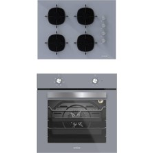 Silverline 2'li Ikili Gri Cam Ankastre Set CS5665S01 65CM Ocak - BO6501S01 Fırın