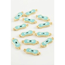 Renklime Oval Nazar Çift Kulplu Mineli Bileklik ve Kolye Ucu Aparatı 1 Adet