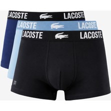 Lacoste Ultra Dry Cotton Stretch Ultra Comfortable Trunk Erkek 3lü Boxer Mavi Lacivert Siyah