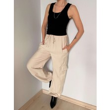 Ali Butik Bej Keten Kargo Pantolon