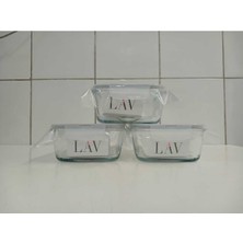 Feyza Design Fresco Cam Saklama Kabı 3'lü Set, Dikdörtgen, 1200 cc