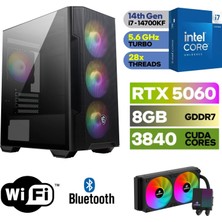 MSI Şafak-Gaming Pc Ddr5-Intel Core I7 14700KF-RTX 5060 8gb-16 GB Ddr5 Ram-1 Tb Nvme 5000 4000-WİN11PRO-240MM Sıvı Sogutma-