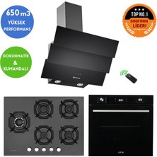 Eminçelik ve Afm Tech Marka Bt 5 Gözlü 1'wok Siyah Ankastre Set (22 385 Y  +FM7700 +Ch 1455 Rc B60)