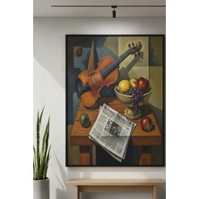 Safir Design Kübist Esintili Müzik ve Doğa Temalı Dekoratif Çerçeveli Tablo