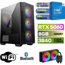 MSI Şafak-Gaming Pc Ddr5-Intel Core I5 14600KF-RTX 5060 8gb-16 GB Ddr5 Ram-1 Tb Nvme 5000 4000-WİN11PRO-240MM Sıvı Sogutma-