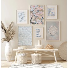 Ninastore Sahil Temalı Duvar Sanatı Baskı Seti (6 Parça) / Sahil Estetiğine Sahip Torun Odası Dekorasyonu / De