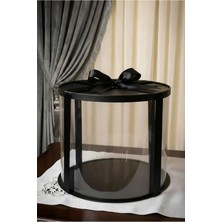 Alvenya Silindir Siyah Gelin Damat Bohçası Için Şeffaf Lüks Hediye Kutusu – Çeyiz Kutusu