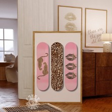 Ninastore Leopar Kaykay Duvar Sanatı Baskısı/ Pembe Çita Trend Poster/ Moda Baskısı/ Kız Çocuklarına Özel Stoc
