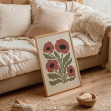 Ninastore Boho Gelincik Baskılı Duvar Sanatı / Rustik Soyut Toprak Tonlarında Kır Çiçekleri Posteri / Mutfak V