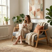 Sevilla Bohem Ikili Kanepe Natürel Ahşap, Gri