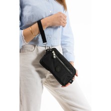 Nemo Group Açık Vizon Unisex Cüzdan, 4 Gözlü, Telefonluk, Crinkle Kumaş, Çapraz Askılı Omuz Çantası, 20X12CM