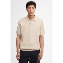 Barbour Muston Linen Blend Knitted Polo Yaka ST17 Washed Stone