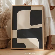 Ninastore Modern Soyut Duvar Sanatı Anında Indirilebilir - Siyah ve Bej Orta Çağ Ofis Dekorasyonu | 1888