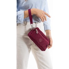Nemo Group Açık Vizon Unisex Cüzdan, 4 Gözlü, Telefonluk, Crinkle Kumaş, Çapraz Askılı Omuz Çantası, 20X12CM
