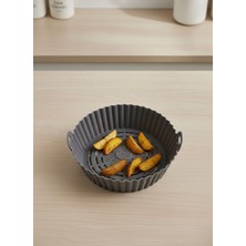 Cook&Kitchen Silikon Fritöz Sepeti Gri 19 cm Yuvarlak Desen