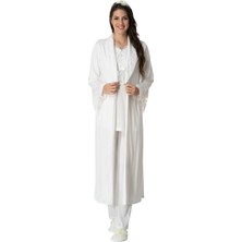 Mecit Pijama Mecit 5416 Ekru Uzun Sabahlıklı Lohusa Pjama Takımı