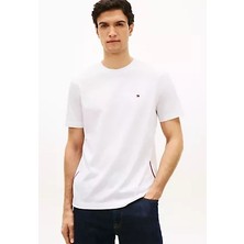 Tommy Hilfiger Erkek Normal Kesim Yuvarlak Yakalı Pamuklu Kısa Kollu Beyaz T-Shirt MW0MW42393-YBR