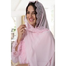 Mecit Pijama By Mecit 0030 Pembe Taşlı İşlemeli Şifon Şal