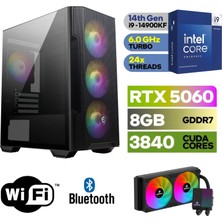 MSI Şafak-Gaming Pc Ddr5-Intel Core I9 14900KF-RTX 5060 8gb-16 GB Ddr5 Ram-1 Tb Nvme 5000 4000-WİN11PRO-240MM Sıvı Sogutma