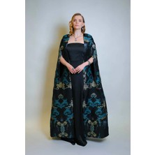 Crystalia Diana Saten ve Jakar Kumaş Takım - Siyah