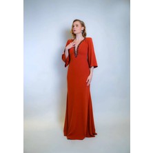 Crystalia Hazel Dress Krep Kumaş Taş Işlemeli