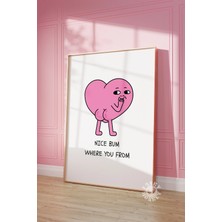 Ninastore Güzel Kalça Posteri Baskısı / Sevimli Banyo Dekoru / Komik Retro Baskı / Pembe Retro Kalp Karakterli